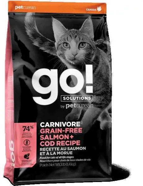 3 Lb Petcurean Go! Carnivore Grain Free Salmon & Cod Cat - Health/First Aid